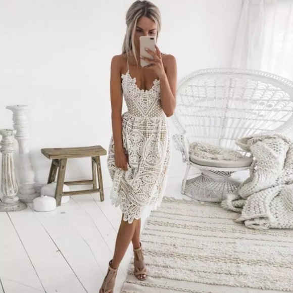Dresses & Skirts - One Left!! White Lace Crochet Backless Sundress